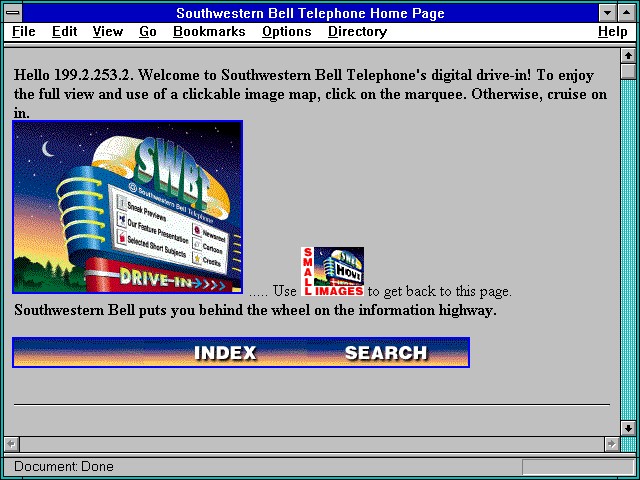 Screenshot of Southwestern Bell Telephone Home Page