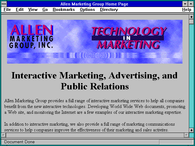 Screenshot of Allen Marketing Group Home Page