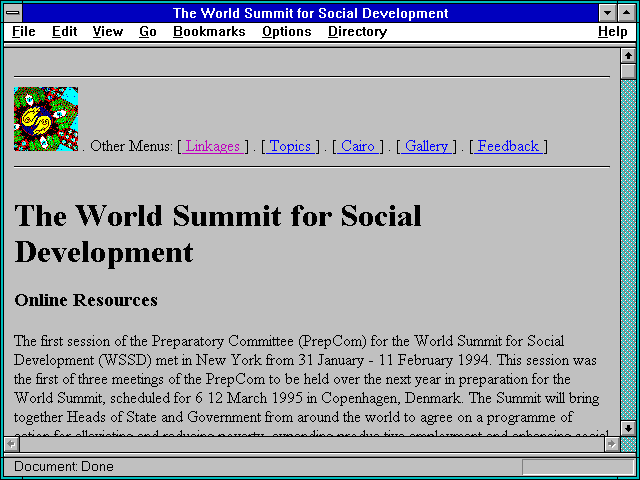 Screenshot of The World Summit for Social Development