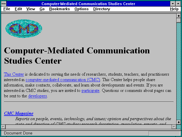Screenshot of Computer-Mediated Communication Studies Center