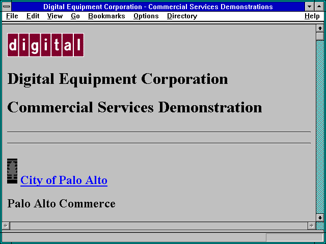 Screenshot of Digital Equipment Corporation - Commercial Services Demonstrations