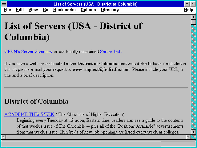Screenshot of List of Servers (USA - District of Columbia)