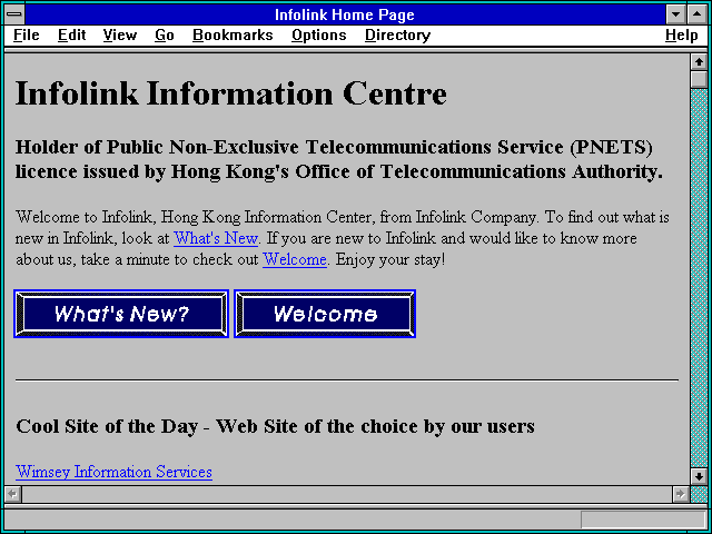 Screenshot of Infolink Home Page