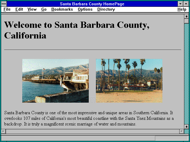 Screenshot of Santa Barbara County HomePage