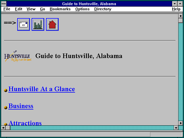 Screenshot of Guide to Huntsville, Alabama