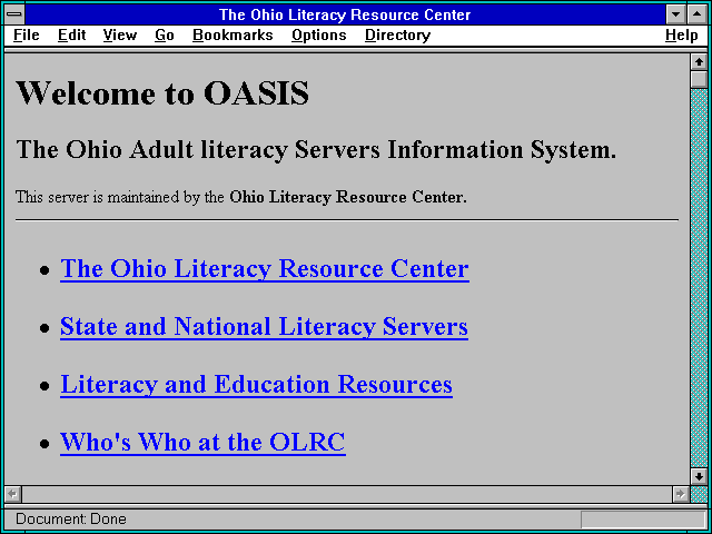 Screenshot of Ohio Literacy Resource Center, Kent State University