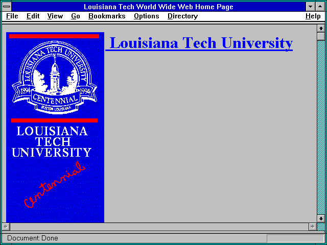 Screenshot of Louisiana Tech World Wide Web Home Page