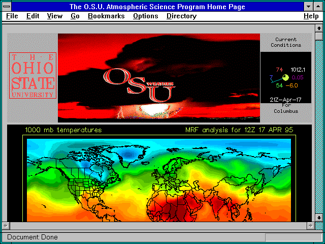 Screenshot of The O.S.U. Atmospheric Science Program Home Page
