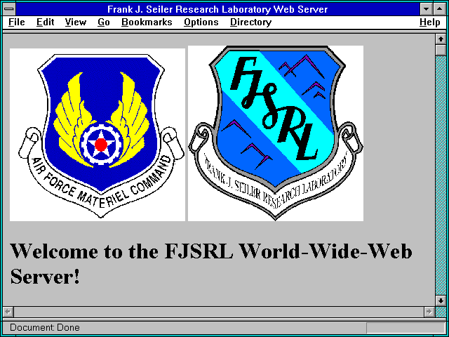 Screenshot of Frank J. Seiler Research Laboratory Web Server