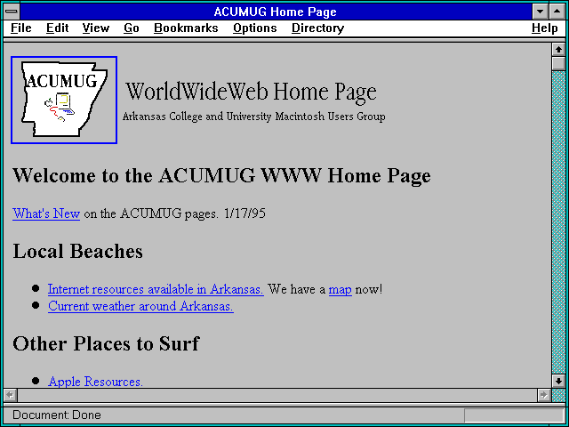 Screenshot of Macintosh User's Group at Arkansas College