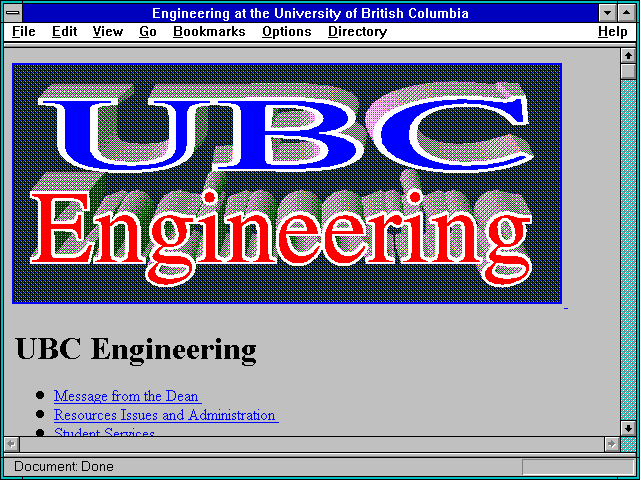 Screenshot of Engineering at the University of British Columbia