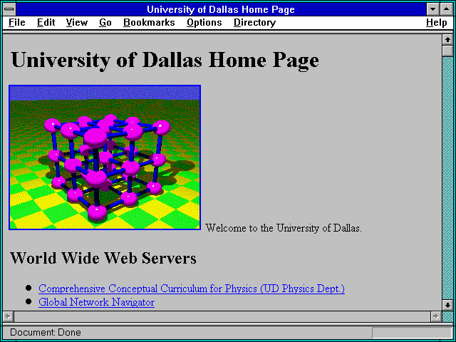 Screenshot of University of Dallas Home Page
