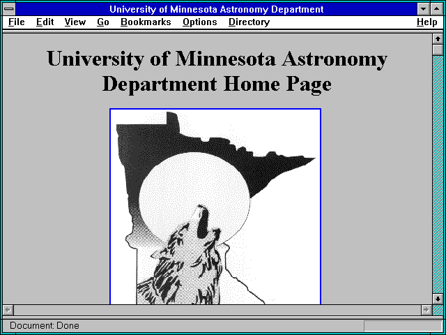 Screenshot of University of Minnesota Astronomy Department