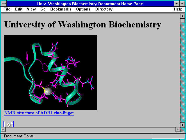 Screenshot of Univ. Washington Biochemistry Department Home Page