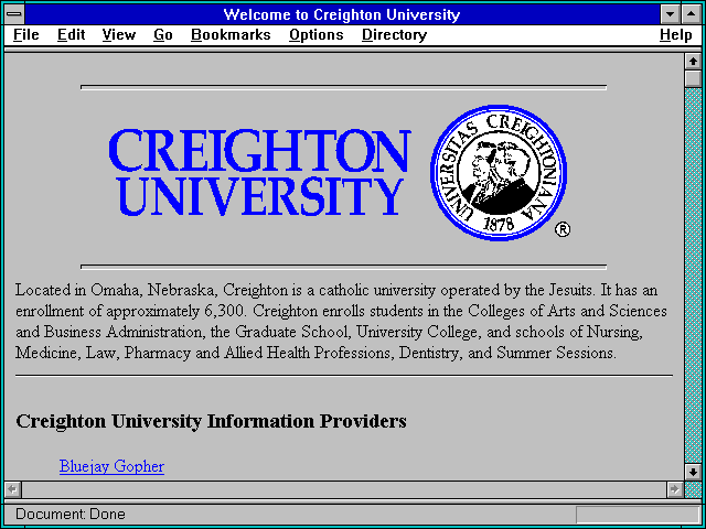 Screenshot of Welcome to Creighton University