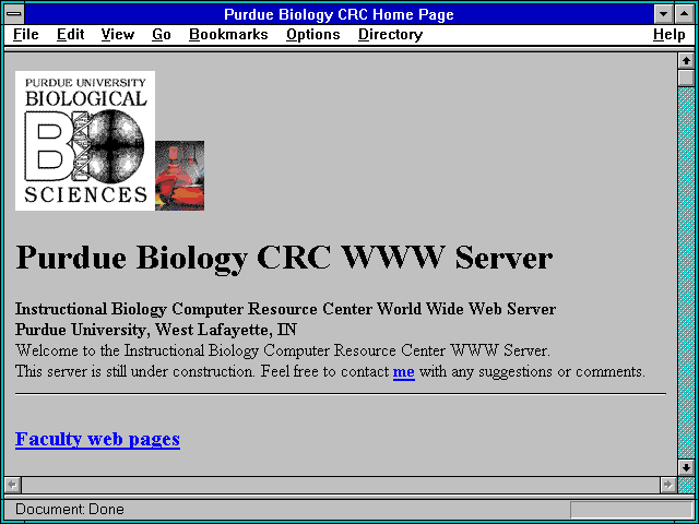 Screenshot of Purdue Biology CRC Home Page