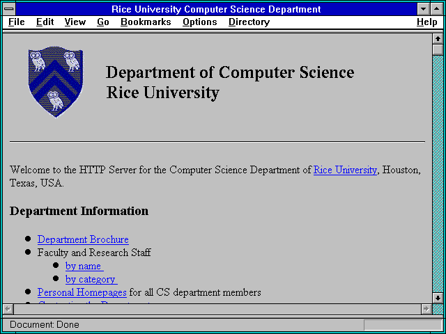 Screenshot of Rice University Computer Science Department