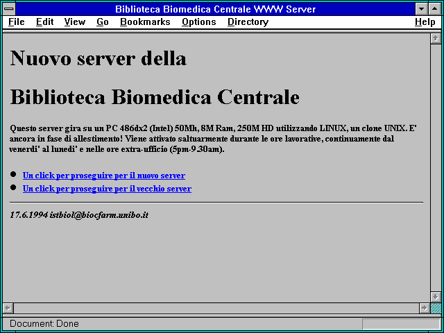 Screenshot of Biblioteca Biomedica Centrale WWW Server