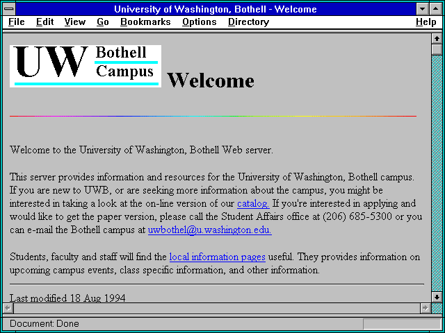 Screenshot of University of Washington Bothell - Welcome