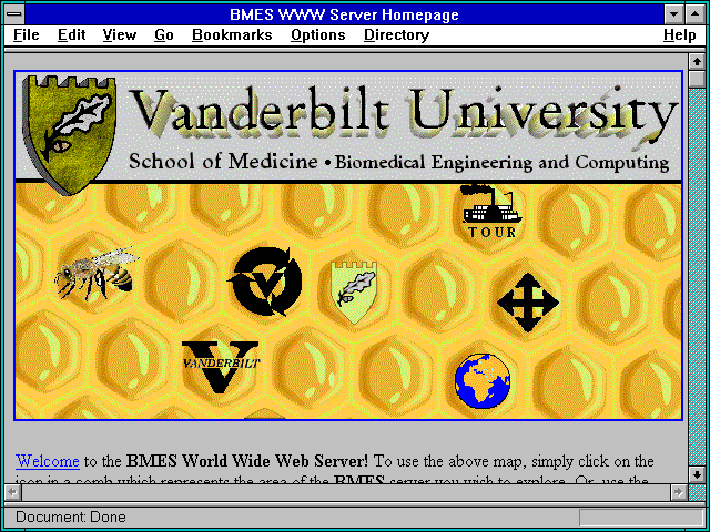 Screenshot of BMES WWW Server Homepage