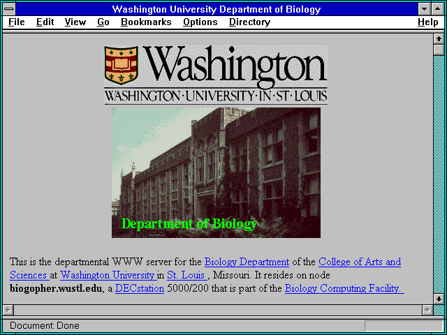 Screenshot of Washington University Department of Biology