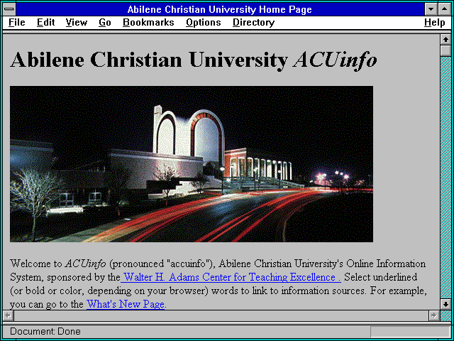 Screenshot of Abilene Christian University Home Page