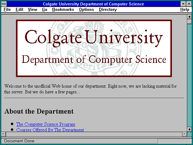 Screenshot of Colgate University Department of Computer Science