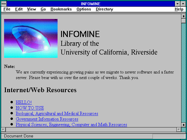 Screenshot of INFOMINE