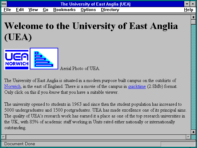 Screenshot of The University of East Anglia (UEA)