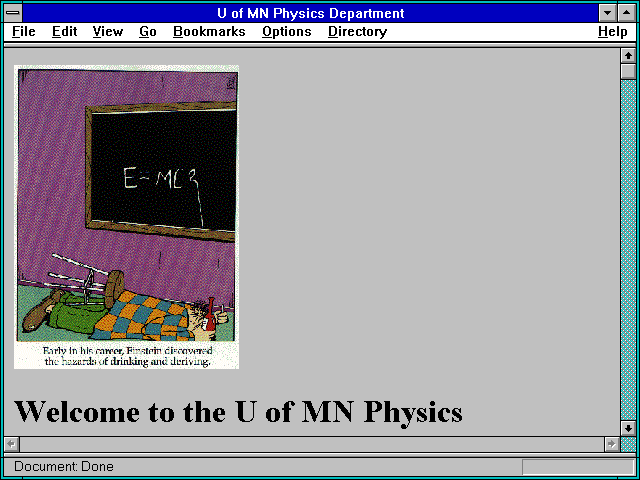 Screenshot of U of MN Physics Department