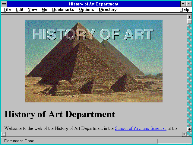 Screenshot of History of Art Department