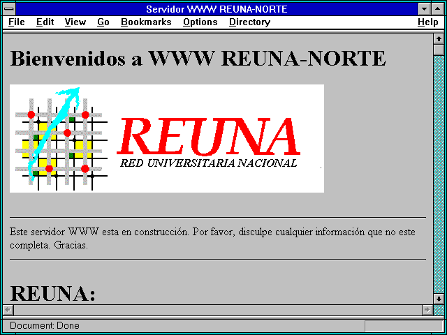 Screenshot of Servidor WWW REUNA-NORTE