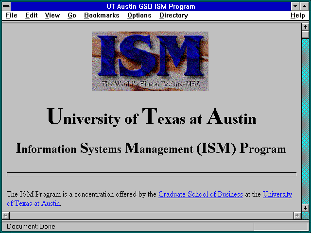 Screenshot of UT Austin GSB ISM Program