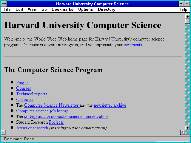 Screenshot of Harvard University Computer Science