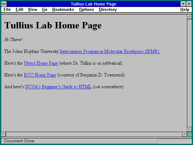 Screenshot of Tullius Lab Home Page