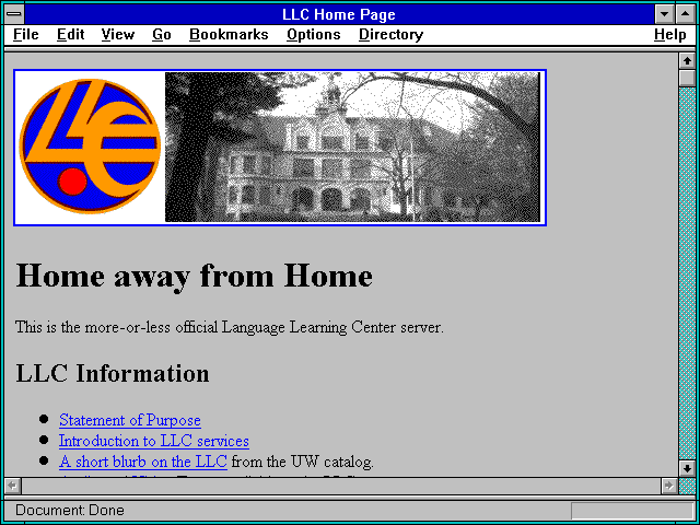 Screenshot of LLC Home Page