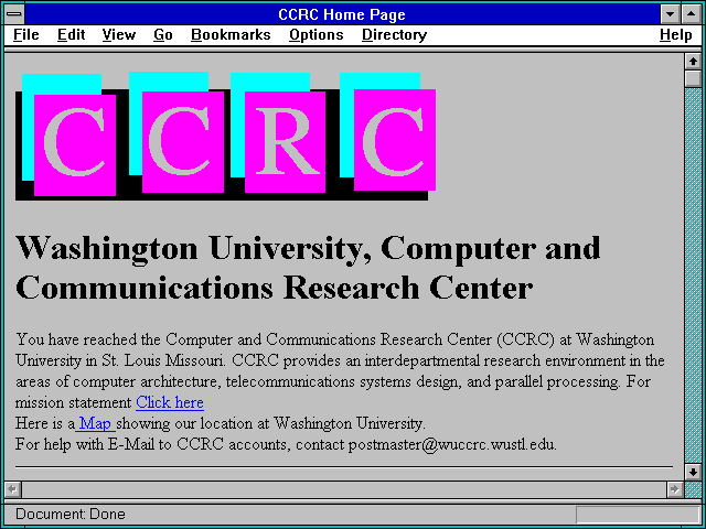 Screenshot of CCRC Home Page