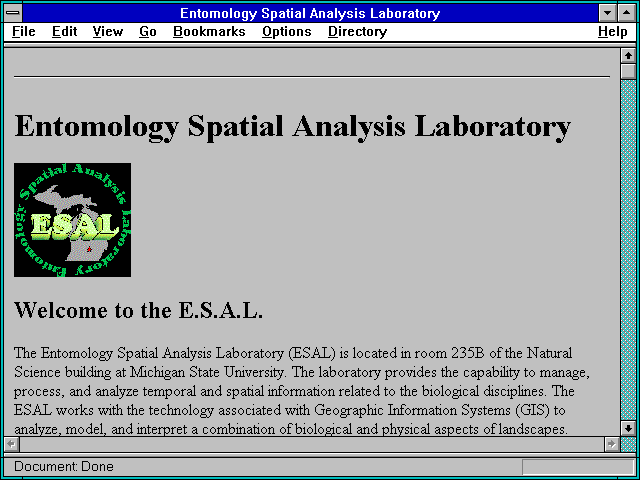 Screenshot of Entomology Spatial Analysis Laboratory