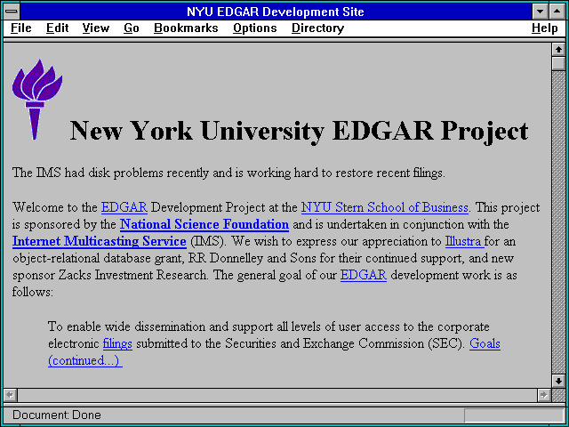 Screenshot of NYU EDGAR Development Site