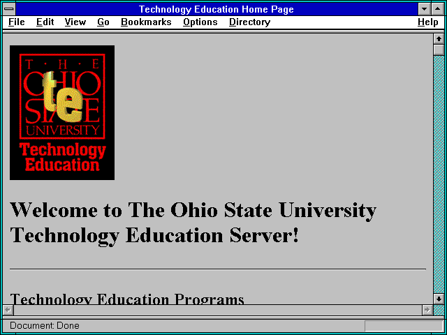 Screenshot of Technology Education Home Page