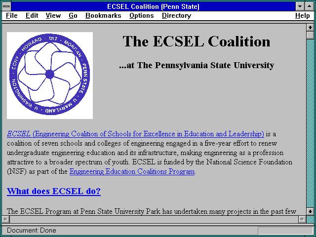 Screenshot of ECSEL Coalition (Penn State)