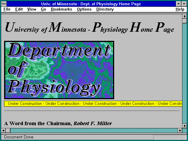 Screenshot of Univ. of Minnesota - Dept. of Physiology Home Page