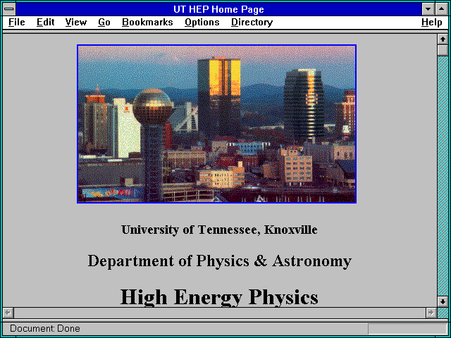 Screenshot of UT HEP Home Page