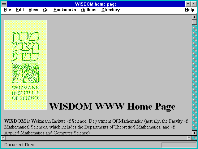 Screenshot of WISDOM home page