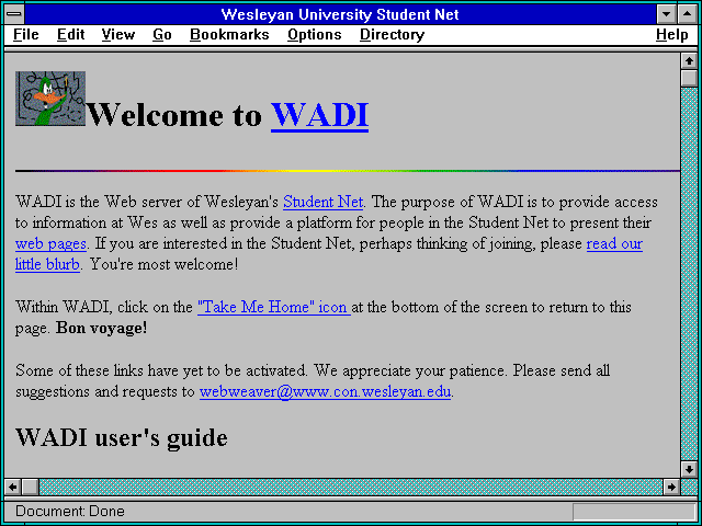 Screenshot of Wesleyan University Student Net