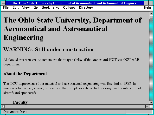 Screenshot of ty Department of Aeronautical and Astronautical Engineering Home Page