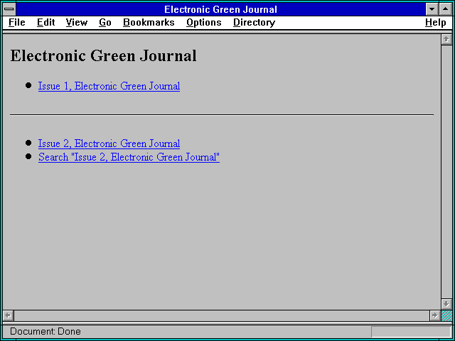 Screenshot of Electronic Green Journal
