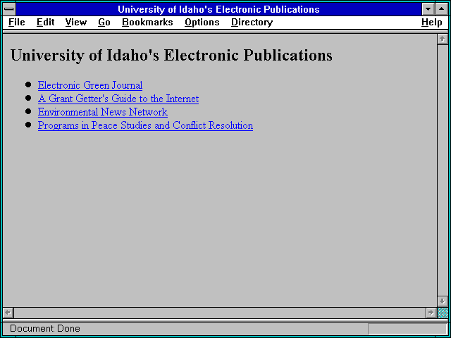 Screenshot of University of Idaho's Electronic Publications