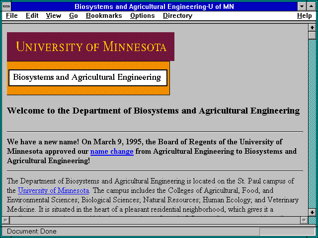 Screenshot of Biosystems and Agricultural Engineering-U of MN