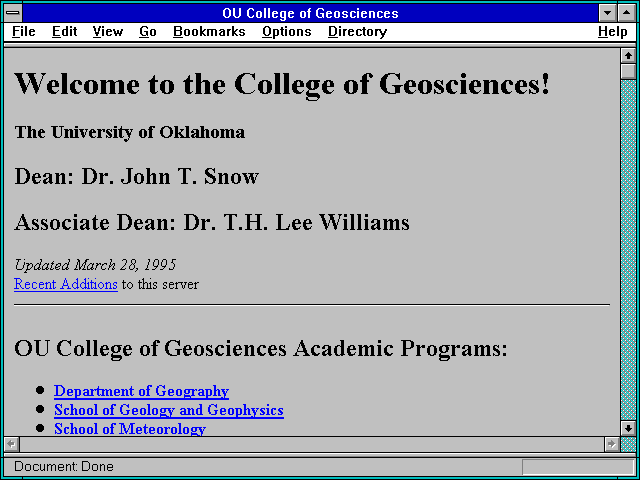 Screenshot of OU College of Geosciences